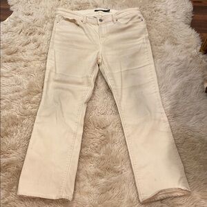 Cream Straight-Leg Jeans